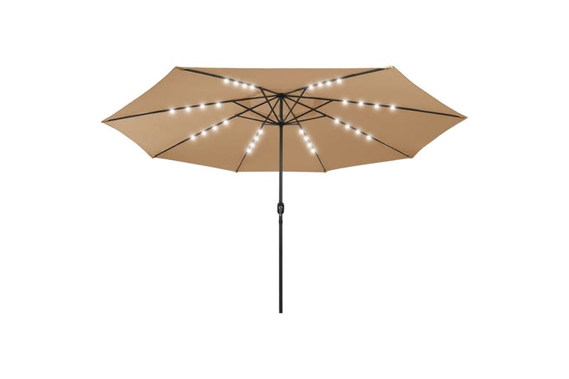parasol m. LED-lys + metalstang 400 cm gråbrun - Gr�åbrun - Havemøbler - Solafskærmning - Parasoller