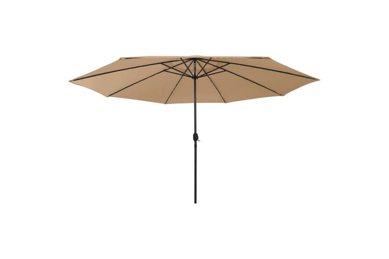 parasol m. LED-lys + metalstang 400 cm gråbrun - Gråbrun - Havemøbler - Solafskærmning - Parasoller