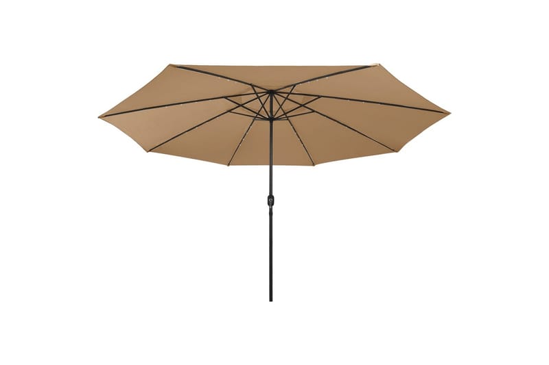 parasol m. LED-lys + metalstang 400 cm gråbrun - Gråbrun - Havemøbler - Solafskærmning - Parasoller