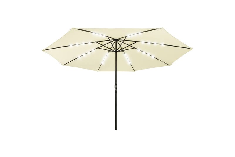 parasol m. LED-lys + metalstang 400 cm sandfarvet - Havemøbler - Solafskærmning - Parasoller