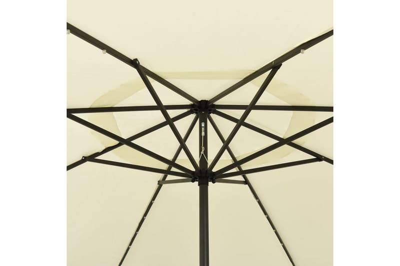 parasol m. LED-lys + metalstang 400 cm sandfarvet - Parasoller