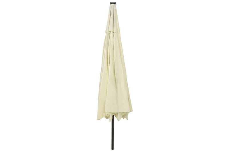 parasol m. LED-lys + metalstang 400 cm sandfarvet - Havemøbler - Solafskærmning - Parasoller