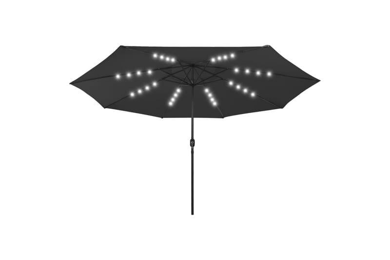 parasol m. LED-lys + metalstang 400 cm sort - Sort - Havemøbler - Solafskærmning - Parasoller