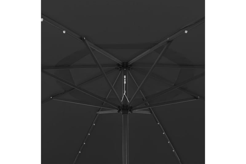 parasol m. LED-lys + metalstang 400 cm sort - Sort - Havemøbler - Solafskærmning - Parasoller