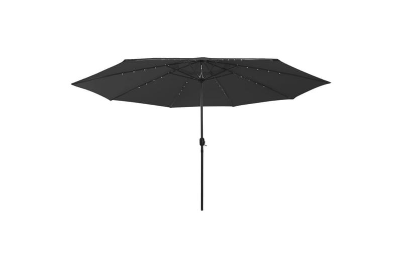 parasol m. LED-lys + metalstang 400 cm sort - Sort - Havemøbler - Solafskærmning - Parasoller