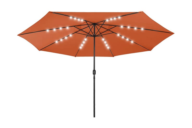 parasol m. LED-lys + metalstang 400 cm terrakotta - Parasoller