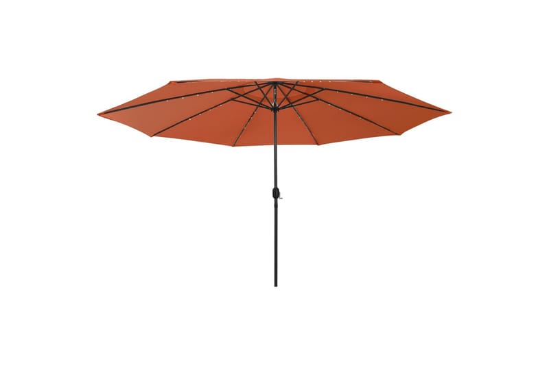 parasol m. LED-lys + metalstang 400 cm terrakotta - Parasoller