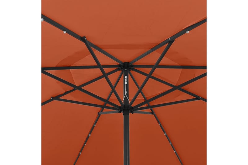 parasol m. LED-lys + metalstang 400 cm terrakotta - Parasoller