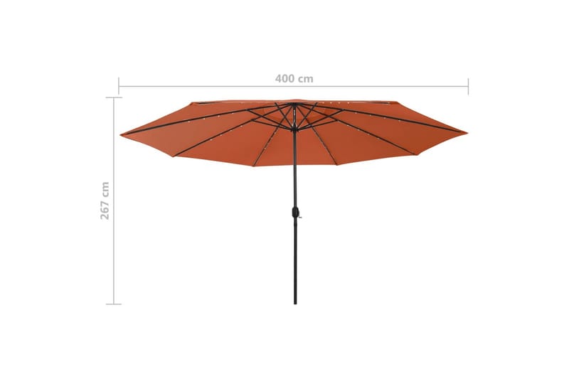 parasol m. LED-lys + metalstang 400 cm terrakotta - Havemøbler - Solafskærmning - Parasoller