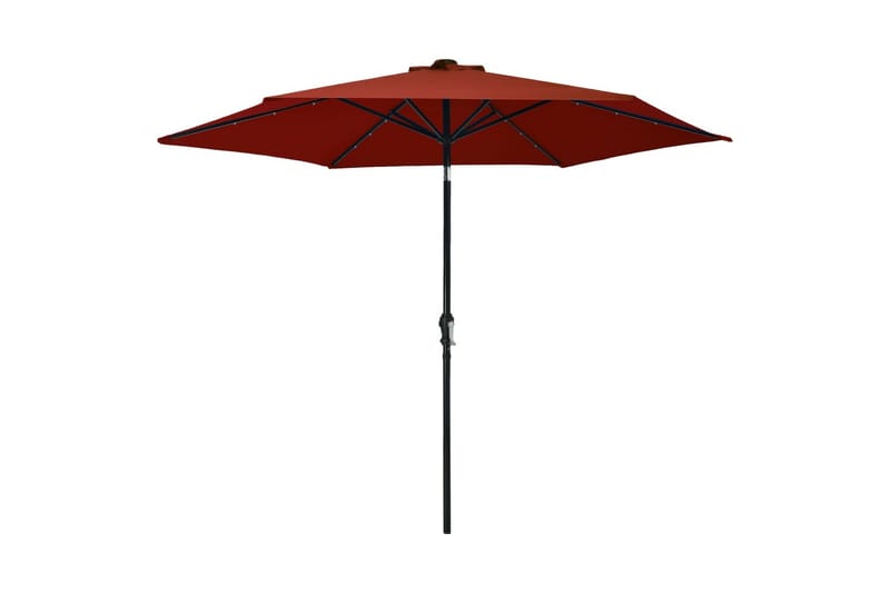 parasol m. LED-lys + stålstang 300 cm terrakotta - Brun - Havemøbler - Solafskærmning - Parasoller