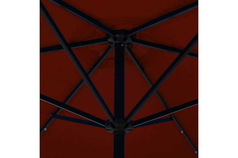 parasol m. LED-lys + stålstang 300 cm terrakotta - Brun - Havemøbler - Solafskærmning - Parasoller