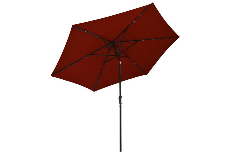 parasol m. LED-lys + stålstang 300 cm terrakotta - Brun - Havemøbler - Solafskærmning - Parasoller