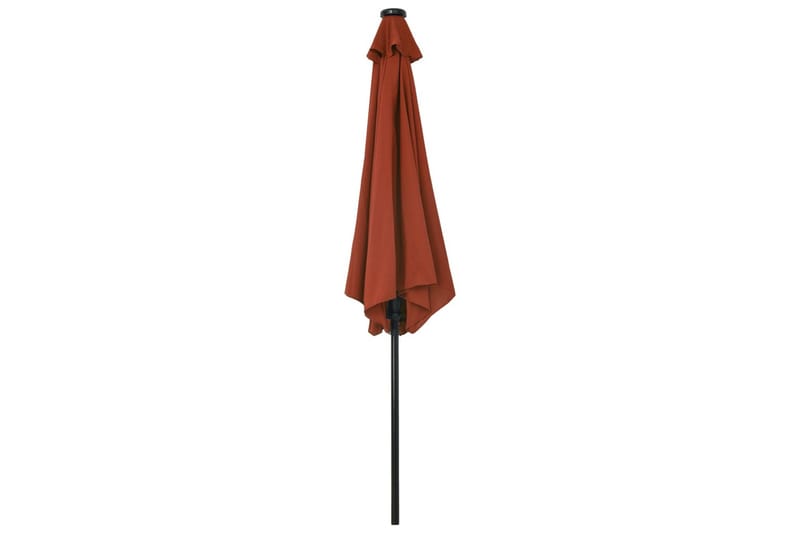 parasol m. LED-lys + stålstang 300 cm terrakotta - Brun - Havemøbler - Solafskærmning - Parasoller