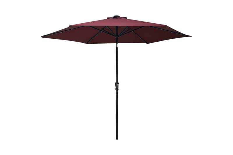 parasol m. LED-lys og stålstang 300 cm bordeauxrød - Rød - Havemøbler - Solafskærmning - Parasoller