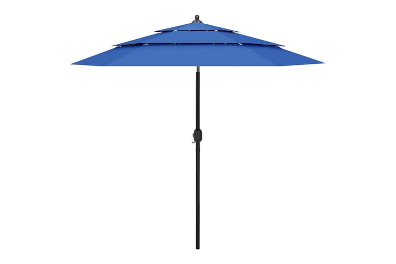 parasol med aluminiumsstang 3 niveauer 2,5 m azurblå - Parasoller