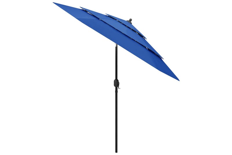 parasol med aluminiumsstang 3 niveauer 2,5 m azurblå - Parasoller