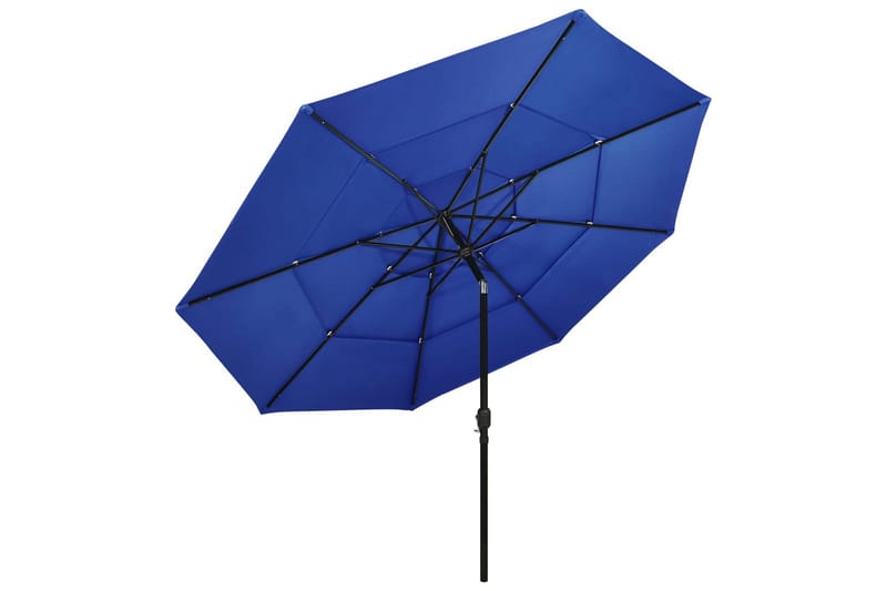 parasol med aluminiumsstang 3 niveauer 3,5 m azurblå - Parasoller