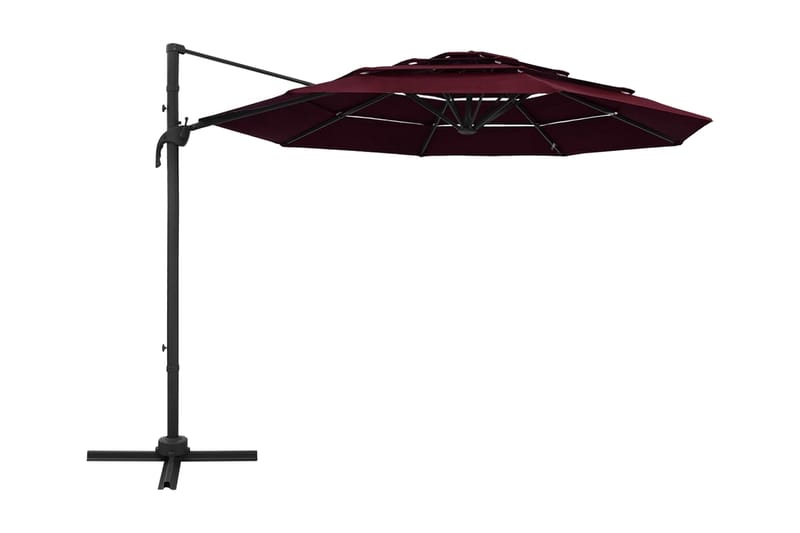 parasol med aluminiumsstang 3 niveauer 3x3 m bordeaux - Rød - Parasoller