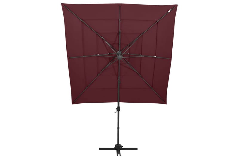parasol med aluminiumsstang 4 niveauer 250x250 cm bordeaux - Rød - Havemøbler - Solafskærmning - Parasoller