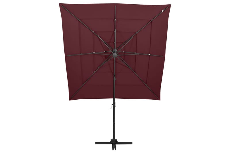 parasol med aluminiumsstang 4 niveauer 250x250 cm bordeaux - Rød - Parasoller