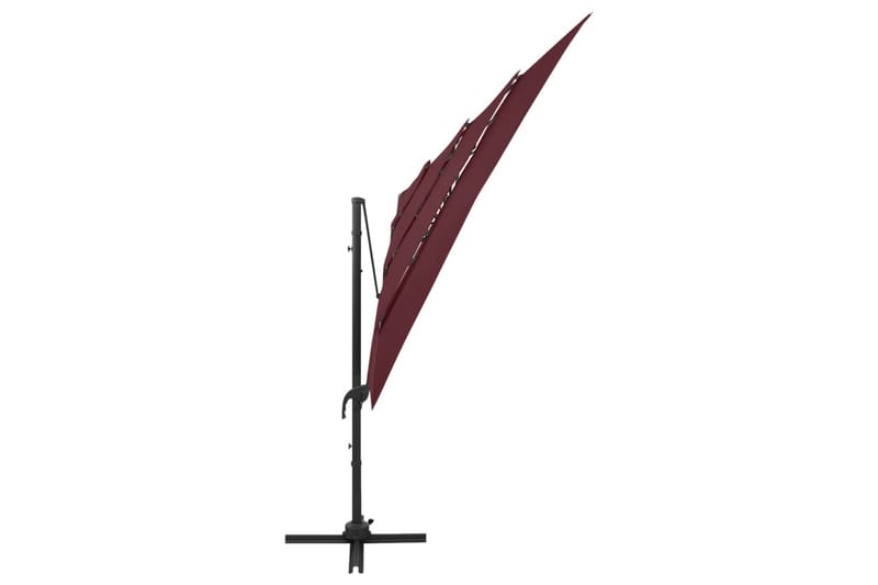 parasol med aluminiumsstang 4 niveauer 250x250 cm bordeaux - Rød - Havemøbler - Solafskærmning - Parasoller