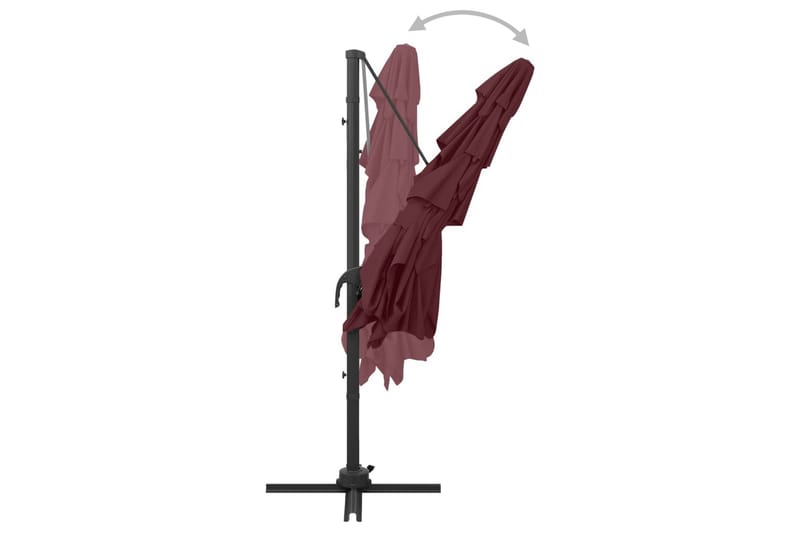 parasol med aluminiumsstang 4 niveauer 250x250 cm bordeaux - Rød - Havemøbler - Solafskærmning - Parasoller