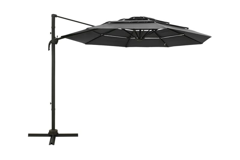 parasol med aluminiumsstang 4 niveauer 3x3 m antracitgrå - Antracit - Parasoller