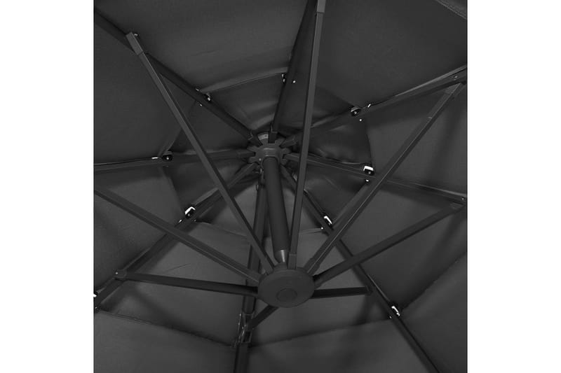 parasol med aluminiumsstang 4 niveauer 3x3 m antracitgrå - Antracit - Havemøbler - Solafskærmning - Parasoller