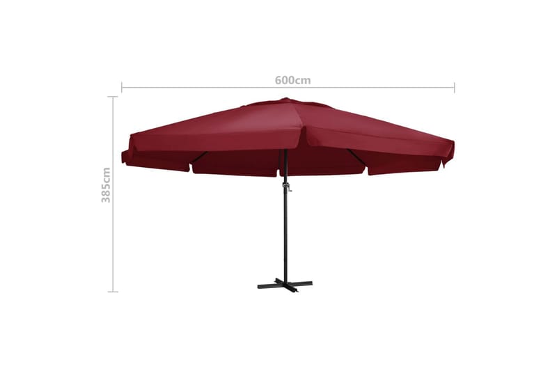 Parasol Med Aluminiumsstang 600 cm Bordeaux - Rød - Havemøbler - Solafskærmning - Parasoller