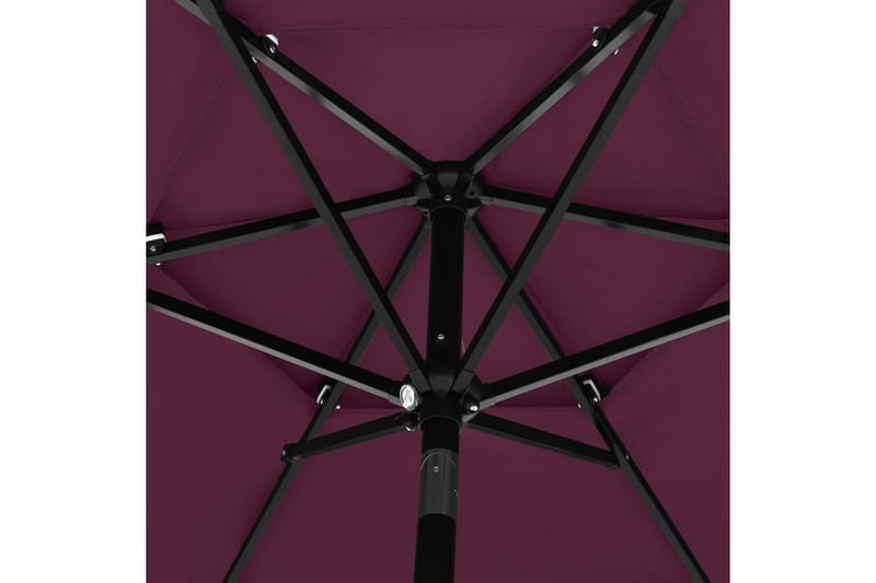 parasol med aluminiumsstang i 3 niveauer 2,5 m bordeaux - Havemøbler - Solafskærmning - Parasoller