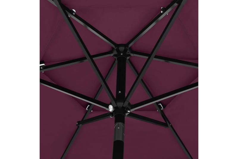parasol med aluminiumsstang i 3 niveauer 2,5 m bordeaux - Parasoller