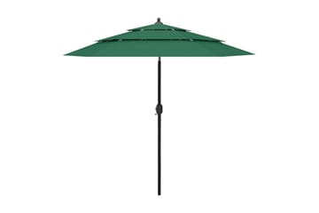 parasol med aluminiumsstang i 3 niveauer 2,5 m grøn - Havemøbler - Solafskærmning - Parasoller