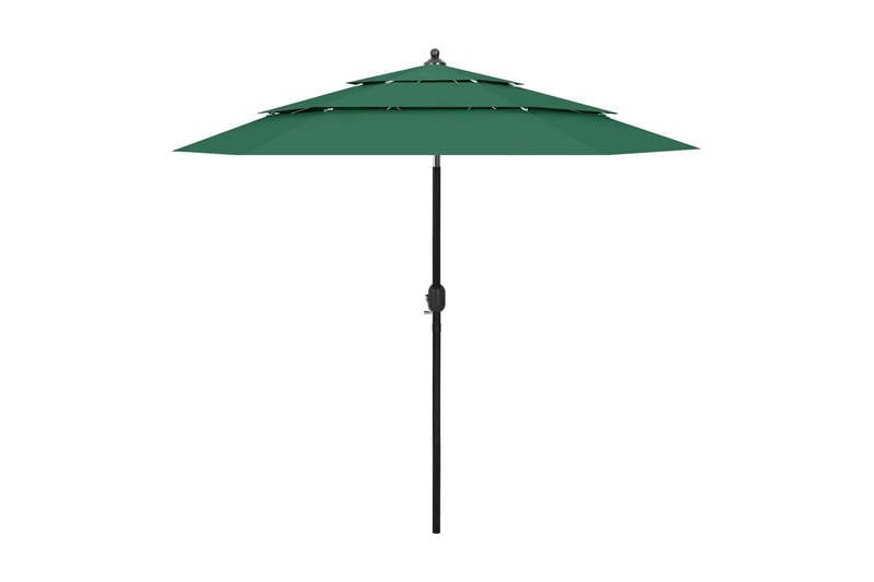 parasol med aluminiumsstang i 3 niveauer 2,5 m grøn - Parasoller