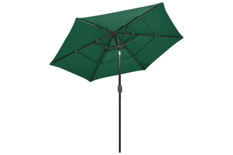 parasol med aluminiumsstang i 3 niveauer 2,5 m grøn - Parasoller