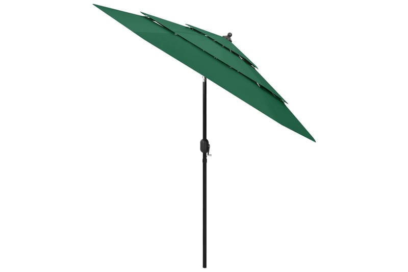 parasol med aluminiumsstang i 3 niveauer 2,5 m grøn - Parasoller