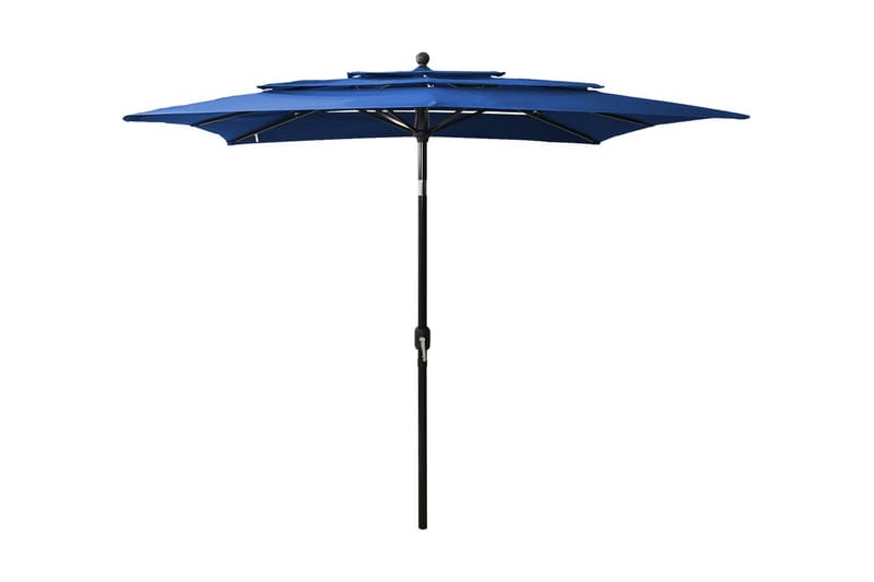 parasol med aluminiumsstang i 3 niveauer 2,5x2,5 m azurblå - Parasoller