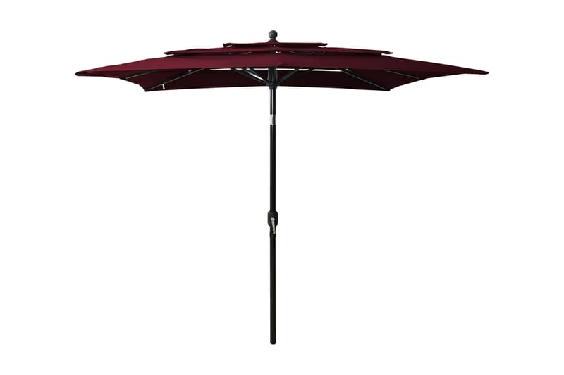 parasol med aluminiumsstang i 3 niveauer 2,5x2,5 m bordeaux - Parasoller