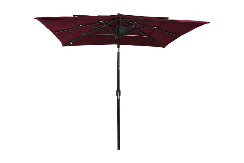 parasol med aluminiumsstang i 3 niveauer 2,5x2,5 m bordeaux - Parasoller