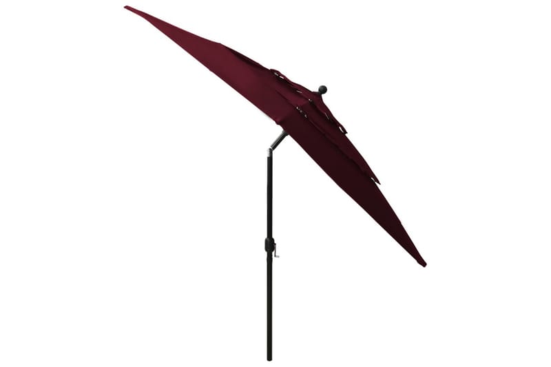 parasol med aluminiumsstang i 3 niveauer 2,5x2,5 m bordeaux - Parasoller