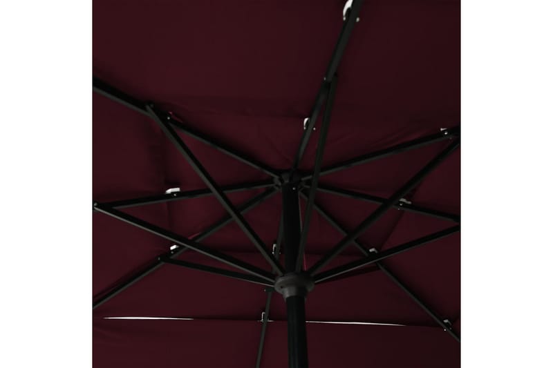 parasol med aluminiumsstang i 3 niveauer 2,5x2,5 m bordeaux - Parasoller