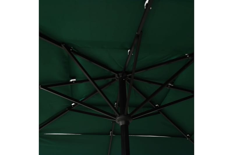 parasol med aluminiumsstang i 3 niveauer 2,5x2,5 m grøn - Parasoller