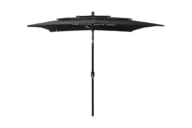 parasol med aluminiumsstang i 3 niveauer 2,5x2,5 m sort - Havemøbler - Solafskærmning - Parasoller