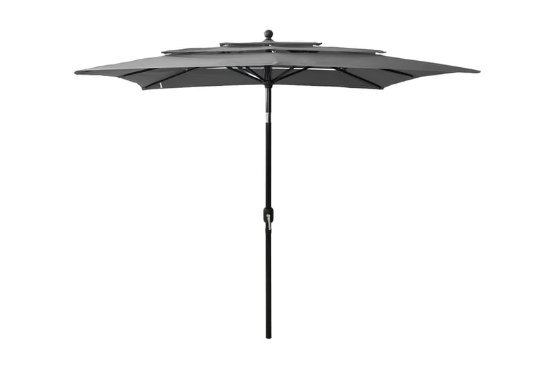 parasol med aluminiumsstang i 3 niveauer 2,5x2,5 mgrå - Parasoller