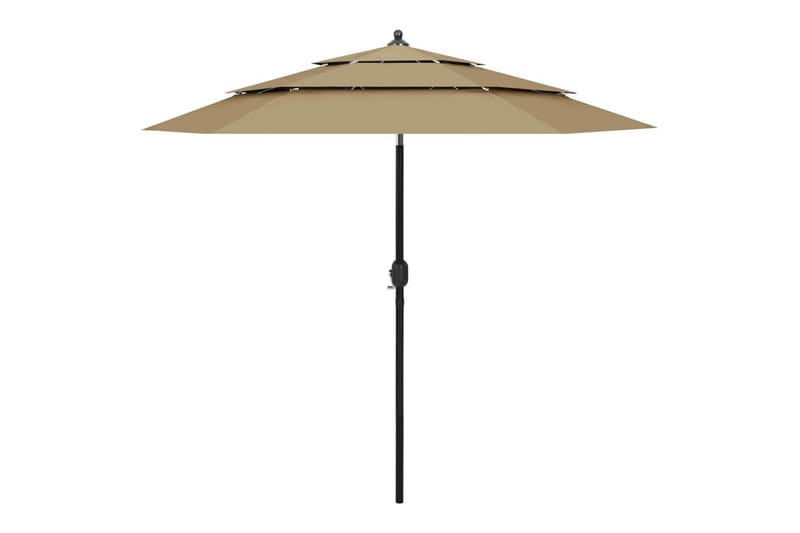 parasol med aluminiumsstang i 3 niveauer 2 5m gråbrun - Parasoller