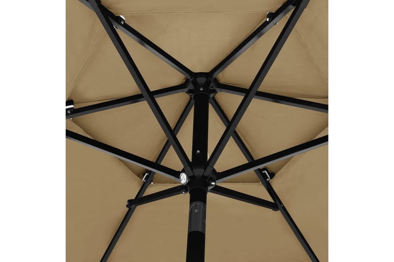 parasol med aluminiumsstang i 3 niveauer 2 5m gråbrun - Parasoller