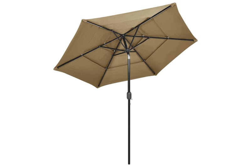 parasol med aluminiumsstang i 3 niveauer 2 5m gråbrun - Parasoller