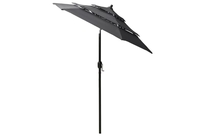 parasol med aluminiumsstang i 3 niveauer 2 m antracitgrå - Parasoller