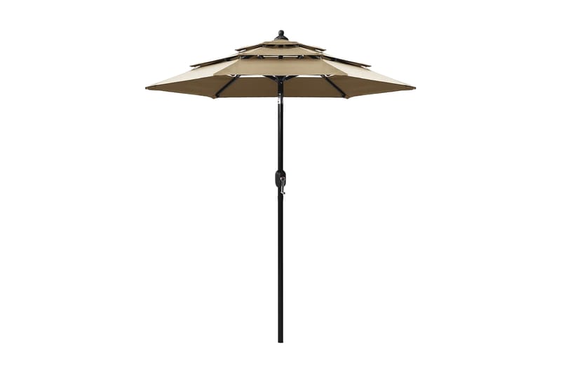 parasol med aluminiumsstang i 3 niveauer 2 m gråbrun - Parasoller