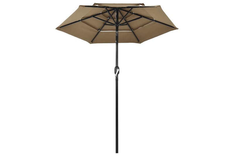 parasol med aluminiumsstang i 3 niveauer 2 m gråbrun - Parasoller