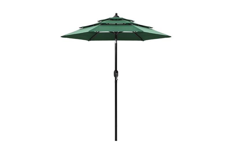 parasol med aluminiumsstang i 3 niveauer 2 m grøn - Parasoller